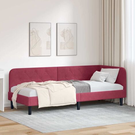 Estructura de cama en esquina Rojo vino 80 x 200 cm Terciopelo
