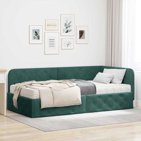 Estructura de cama en esquina Verde oscuro 100 x 200 cm