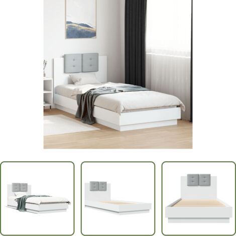 Estructura de cama -  Estructura cama con cabecero madera ingeniería blanco 100x200cm