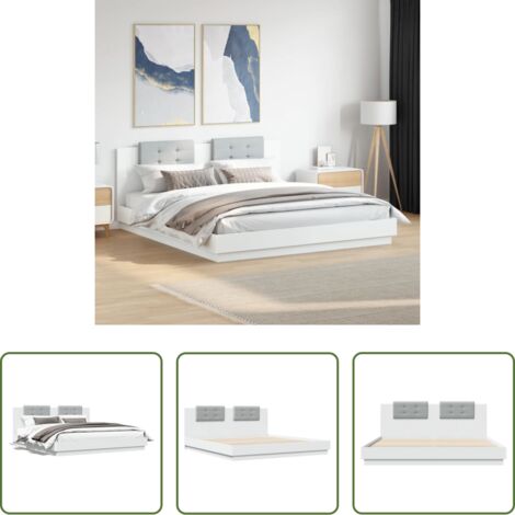 Estructura de cama -  Estructura cama con cabecero madera ingeniería blanco 160x200cm