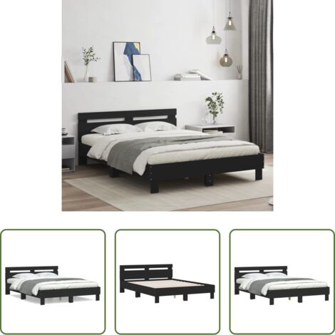 Estructura de cama -  Estructura cama con cabecero madera ingeniería negro 140x190 cm
