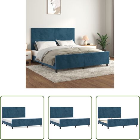 Estructura de cama - Estructura cama con cabecero terciopelo azul oscuro 180x200 cm
