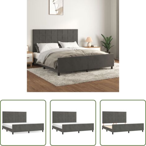 Estructura de cama -  Estructura cama con cabecero terciopelo gris oscuro 180x200 cm