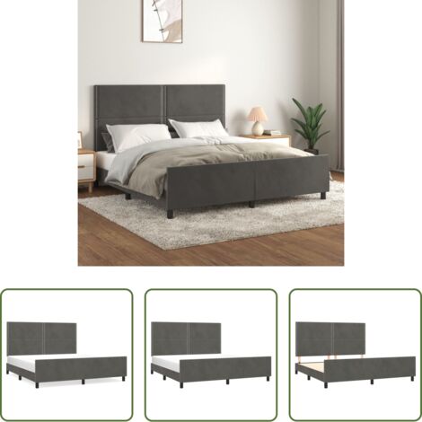 Estructura de cama -  Estructura cama con cabecero terciopelo gris oscuro 180x200 cm