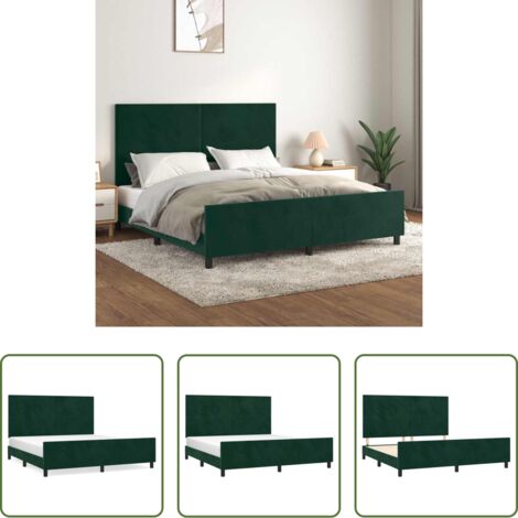 Estructura de cama -  Estructura cama con cabecero terciopelo verde oscuro 180x200 cm