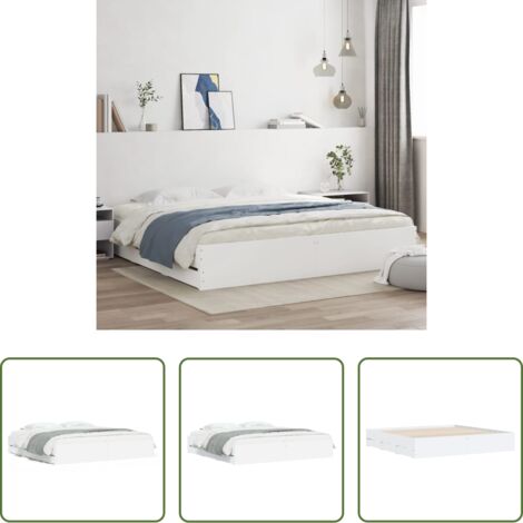 Estructura de cama -  Estructura cama con cajones madera ingeniería blanca 160x200 cm