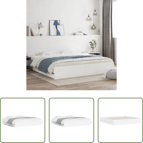 Estructura de cama -  Estructura cama con cajones madera ingeniería blanca 200x200 cm