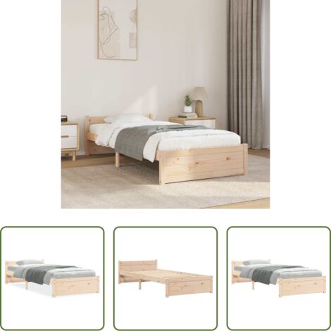 Estructura de cama -  Estructura cama individual sin colchón madera maciza 75x190 cm