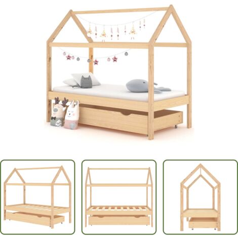 Estructura de cama -  Estructura cama infantil con cajón madera pino maciza 80x160 cm
