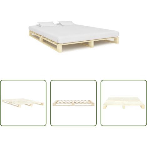 Estructura de cama -  Estructura cama palets sin colchón madera maciza pino 140x200cm