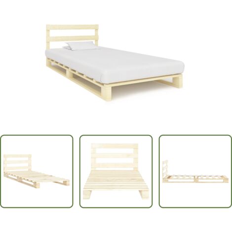 Estructura de cama -  Estructura cama palets sin colchón madera maciza pino 90x200 cm