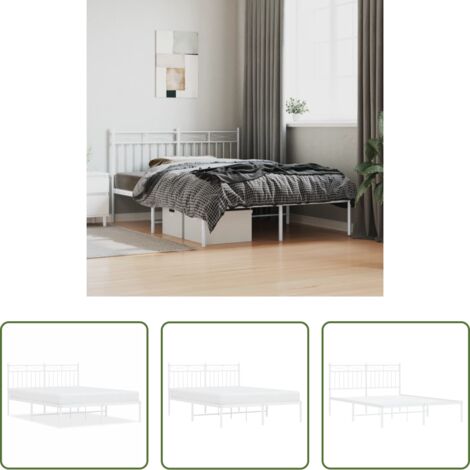 Estructura de cama -  Estructura cama sin colchón con cabecero metal blanco 140x200cm