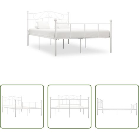 Estructura de cama -  Estructura cama sin colchón con cabecero metal blanco 160x200cm