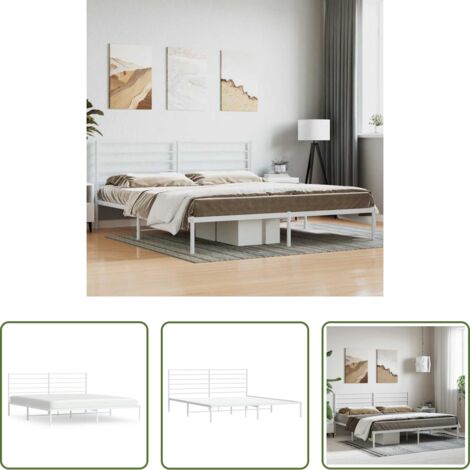 Estructura de cama -  Estructura cama sin colchón con cabecero metal blanco 180x200cm