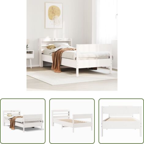 Estructura de cama -  Estructura cama sin colchón madera maciza pino blanca 100x200cm