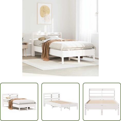 Estructura de cama -  Estructura cama sin colchón madera maciza pino blanca 100x200cm