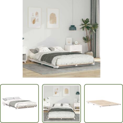 Estructura de cama -  Estructura de cama Blanco 120 x190 cm Madera maciza de pino