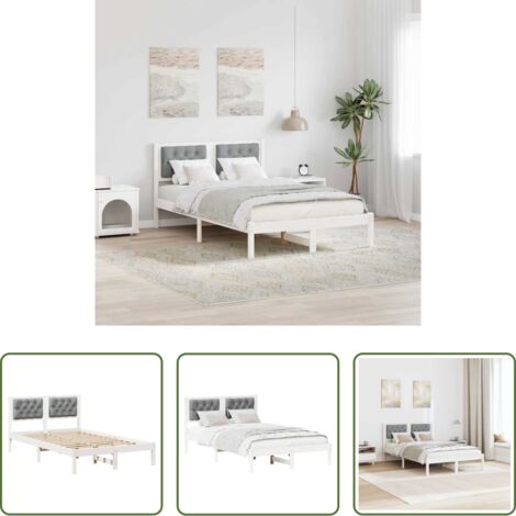 Estructura de cama -  Estructura de cama con cabecera Gris Claro 135 x 190 cm