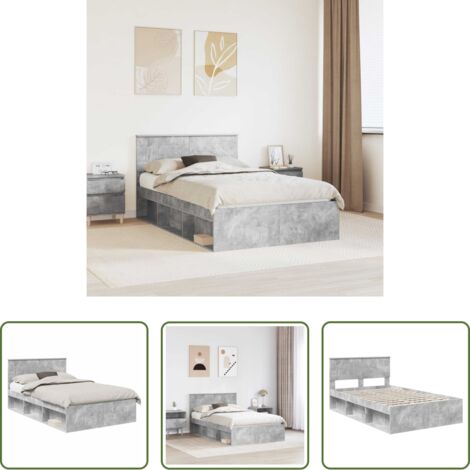 Estructura de cama -  Estructura de cama con cabecera Gris concreto 135 x 190 cm