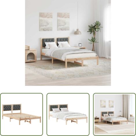 Estructura de cama -  Estructura de cama con cabecera Gris oscuro 135 x 190 cm