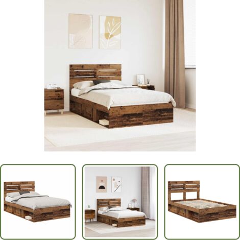Estructura de cama -  Estructura de cama con cabecera Madera vieja 135 x 190 cm