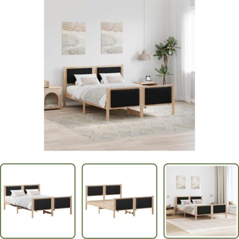 Estructura de cama -  Estructura de cama con cabecera Marrón y negro 135 x 190 cm