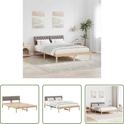 Estructura de cama -  Estructura de cama con cabecera Marrón y taupe 150 x 200 cm