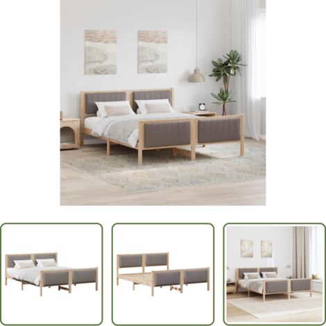 Estructura de cama -  Estructura de cama con cabecera Marrón y taupe 150 x 200 cm