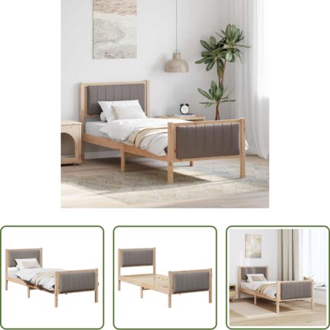 Estructura de cama -  Estructura de cama con cabecera Marrón y taupe 75 x 190 cm