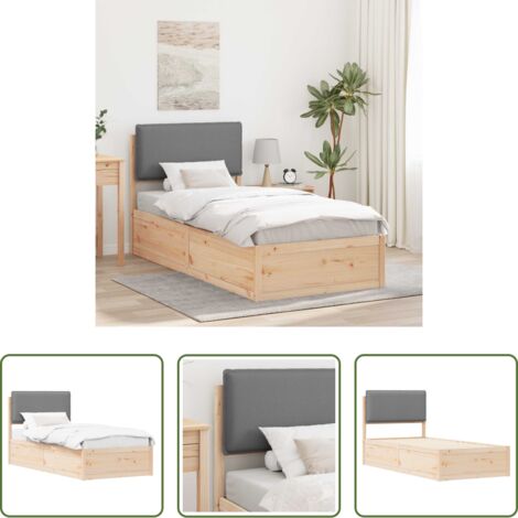 Estructura de cama -  Estructura de Cama con Cabecera Tapizada Gris Claro 75 x 190 cm