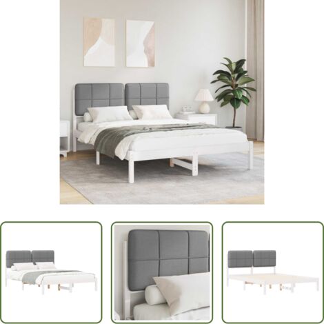 Estructura de cama -  Estructura de Cama con Cabecera Tapizada Gris Claro