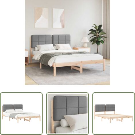 Estructura de cama -  Estructura de Cama con Cabecera Tapizada Gris Claro