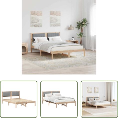 Estructura de cama -  Estructura de Cama con Cabecera Tapizada Gris Claro