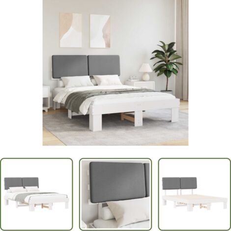 Estructura de cama -  Estructura de Cama con Cabecera Tapizada Gris Claro