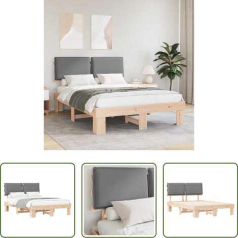Estructura de cama -  Estructura de Cama con Cabecera Tapizada Gris Claro