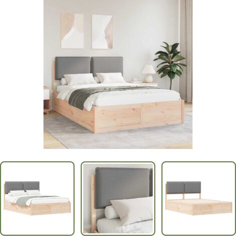 Estructura de cama -  Estructura de Cama con Cabecera Tapizada Gris Claro