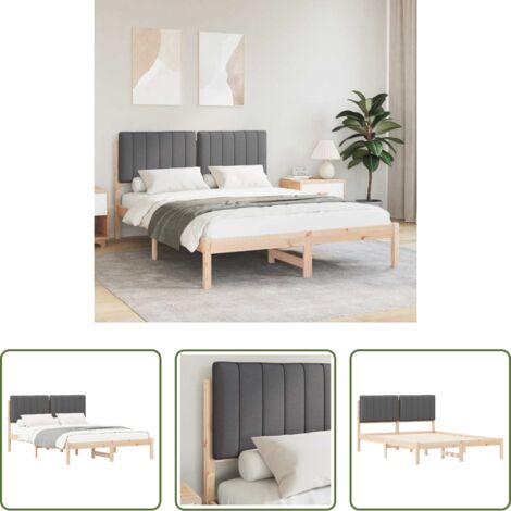 Estructura de cama -  Estructura de Cama con Cabecera Tapizada Gris oscuro
