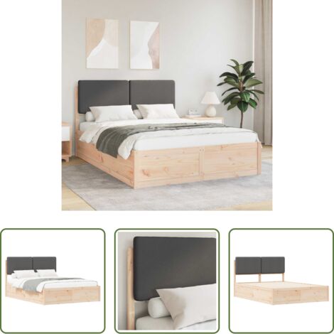 Estructura de cama -  Estructura de Cama con Cabecera Tapizada Gris oscuro