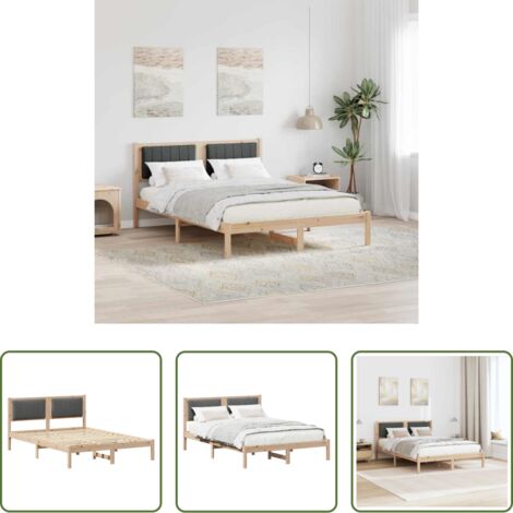 Estructura de cama -  Estructura de Cama con Cabecera Tapizada Gris oscuro