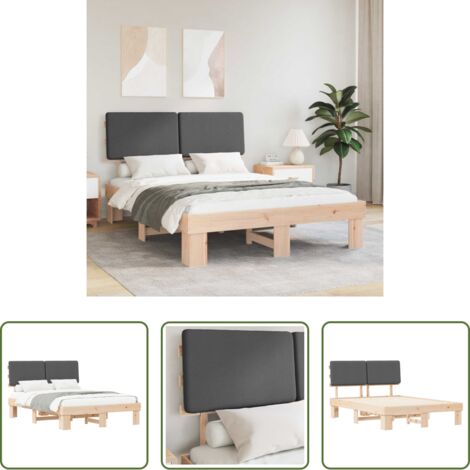 Estructura de cama -  Estructura de Cama con Cabecera Tapizada Gris oscuro