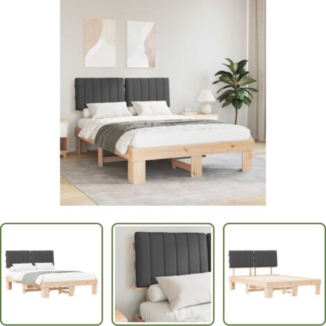 Estructura de cama -  Estructura de Cama con Cabecera Tapizada Gris oscuro
