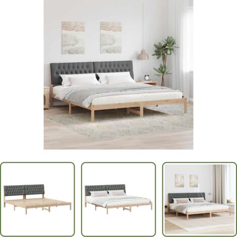 Estructura de cama -  Estructura de Cama con Cabecera Tapizada Marrón 200 x 200 cm