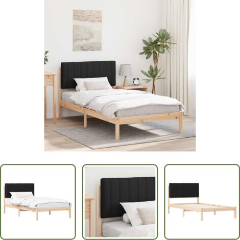 Estructura de cama -  Estructura de Cama con Cabecera Tapizada Negro 100 x 200 cm