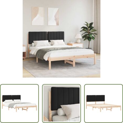 Estructura de cama -  Estructura de Cama con Cabecera Tapizada Negro 140 x 200 cm