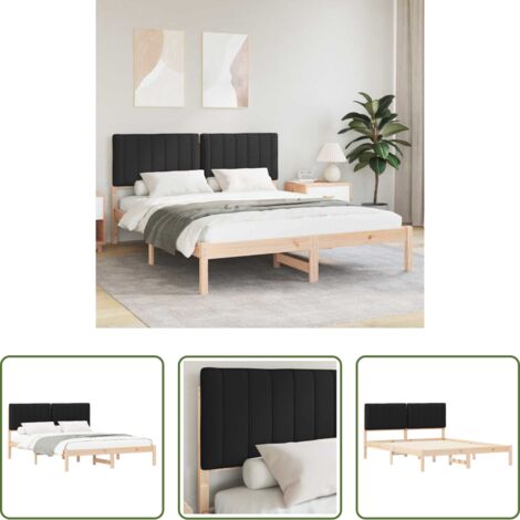 Estructura de cama -  Estructura de Cama con Cabecera Tapizada Negro 160 x 200 cm