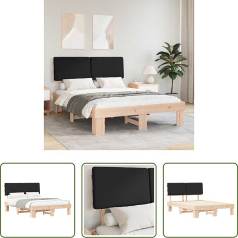 Estructura de cama -  Estructura de Cama con Cabecera Tapizada Negro 160 x 200 cm