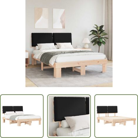 Estructura de cama -  Estructura de Cama con Cabecera Tapizada Negro 160 x 200 cm