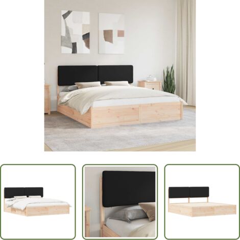 Estructura de cama -  Estructura de Cama con Cabecera Tapizada Negro 180 x 200 cm