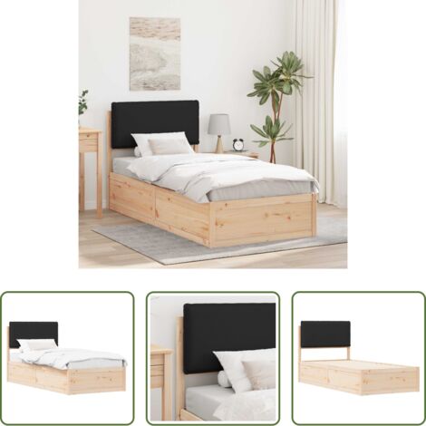 Estructura de cama -  Estructura de Cama con Cabecera Tapizada Negro 75 x 190 cm