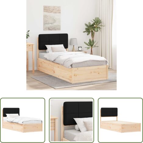 Estructura de cama -  Estructura de Cama con Cabecera Tapizada Negro 75 x 190 cm